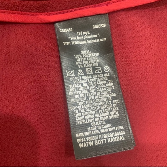 Ted Baker Dress Kandal Midi High Low Fit and Flare in Burgundy - Picture 8 of 12